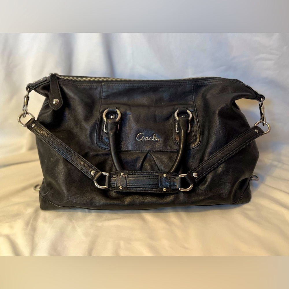 Coach Black Leather Ashley Satchel/Shoulder Bag